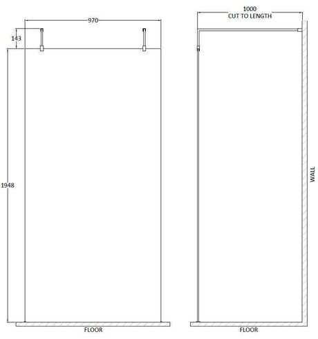 Nuie Framed Wetroom Screen With Support Arms – 700mm, 760mm, 800mm, 900mm, 1000mm, 1100mm, 1200mm & 1400mm, photo 6