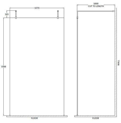 Nuie Framed Wetroom Screen With Support Arms – 700mm, 760mm, 800mm, 900mm, 1000mm, 1100mm, 1200mm & 1400mm, photo 7