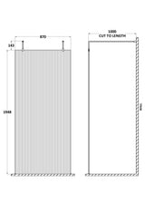 Nuie Frameless Fluted Wetroom Screen With Arms And Feet – 770mm, 870mm & 970mm, photo 3