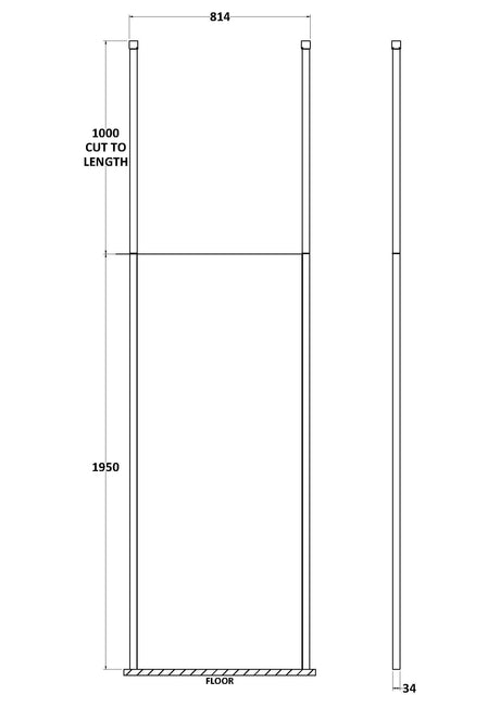 Nuie Framed Wetroom Screen – 1950mm High – 700mm, 760mm, 800mm, 900mm, 1000mm, 1100mm, 1200mm & 1400mm, photo 4