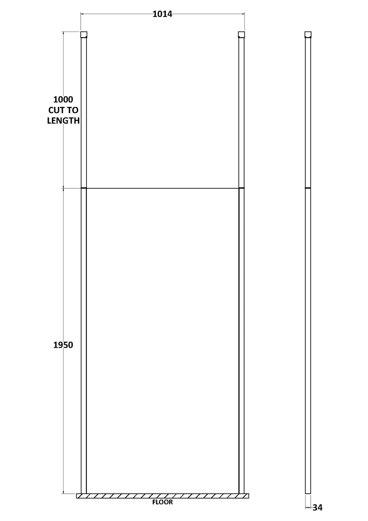Nuie Framed Wetroom Screen With Ceiling Poles – 700mm, 760mm, 800mm, 900mm, 1000mm, 1100mm, 1200mm & 1400mm, photo 6