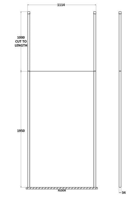 Nuie Framed Wetroom Screen With Ceiling Poles – 700mm, 760mm, 800mm, 900mm, 1000mm, 1100mm, 1200mm & 1400mm, photo 7