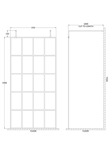 Nuie Frameless Wetroom Screen With Support Arms – 700mm, 760mm, 800mm, 900mm, 1000mm, 1100mm, 1200mm & 1400mm, photo 6