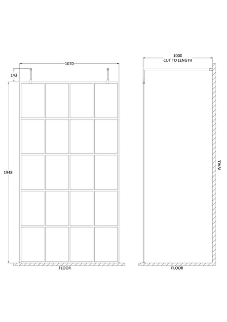 Nuie Frameless Wetroom Screen With Support Arms – 700mm, 760mm, 800mm, 900mm, 1000mm, 1100mm, 1200mm & 1400mm, photo 7