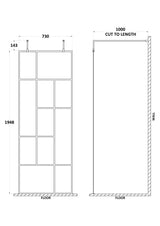 Nuie Abstract Frame Wetroom Screen – 750mm, 800mm, 850mm, 1250mm & 1450mm, photo 3