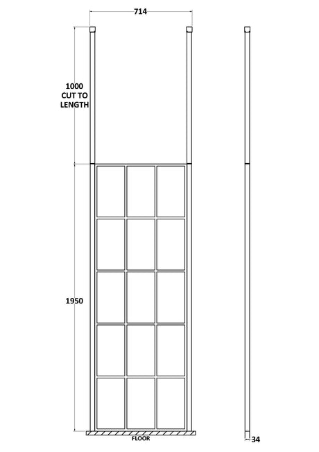 Nuie Frame Screen Wetroom With Ceiling Posts – 700mm, 760mm, 800mm & 900mm, photo 2