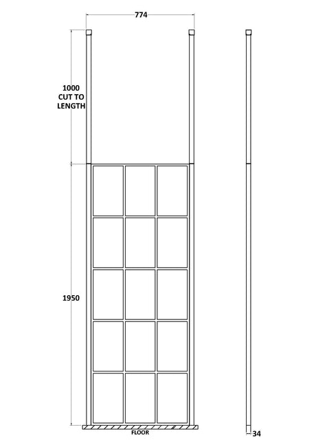 Nuie Frame Screen Wetroom With Ceiling Posts – 700mm, 760mm, 800mm & 900mm, photo 3