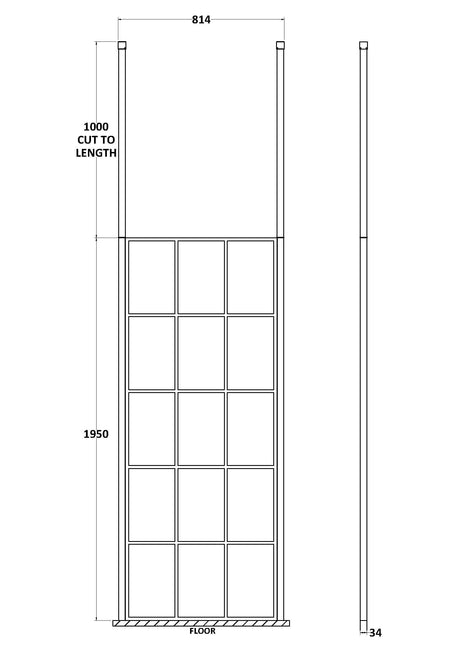 Nuie Frame Screen Wetroom With Ceiling Posts – 700mm, 760mm, 800mm & 900mm, photo 4