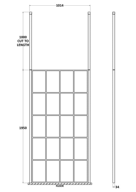 Nuie Framed Wetroom Screen – 1950mm High – 1000mm, 1100mm, 1200mm & 1400mm, photo 2