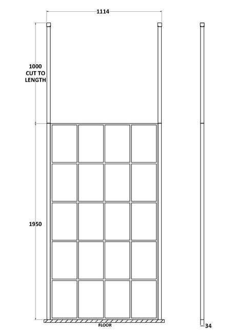Nuie Framed Wetroom Screen – 1950mm High – 1000mm, 1100mm, 1200mm & 1400mm, photo 3
