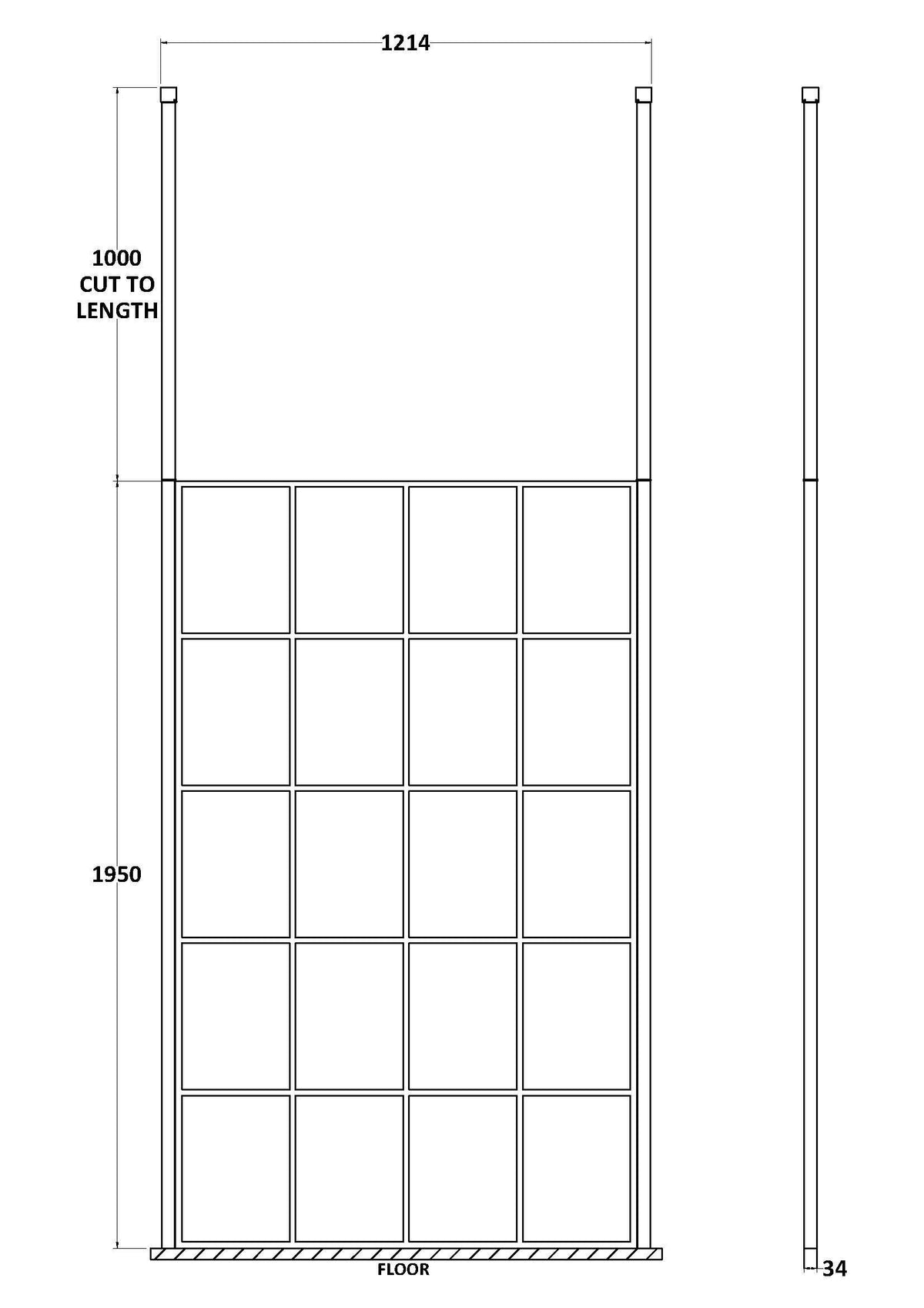 Nuie Framed Wetroom Screen – 1950mm High – 1000mm, 1100mm, 1200mm & 1400mm, photo 4