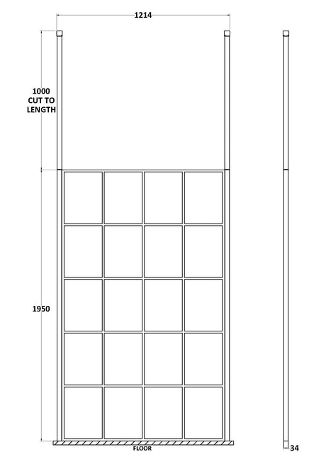 Nuie Framed Wetroom Screen – 1950mm High – 1000mm, 1100mm, 1200mm & 1400mm, photo 4