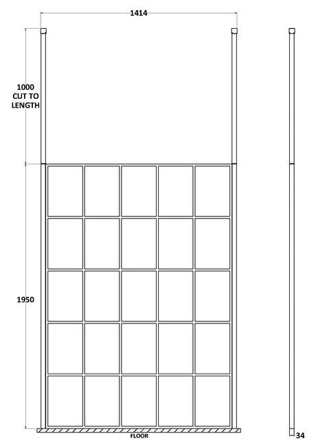 Nuie Framed Wetroom Screen – 1950mm High – 1000mm, 1100mm, 1200mm & 1400mm, photo 5
