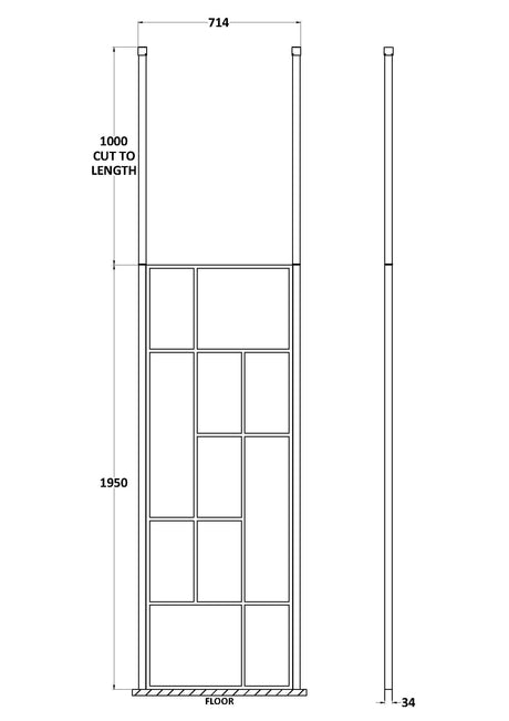 Nuie Framed Wetroom Screen – 1950mm High – 750mm, 800mm, 850mm, 900mm, 1050mm, 1150mm, 1250mm & 1450mm, photo 2
