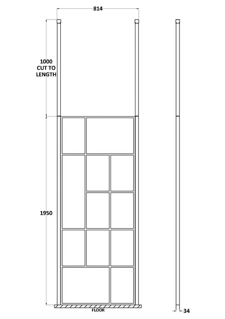 Nuie Framed Wetroom Screen – 1950mm High – 750mm, 800mm, 850mm, 900mm, 1050mm, 1150mm, 1250mm & 1450mm, photo 4