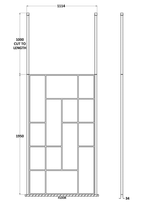 Nuie Framed Wetroom Screen – 1950mm High – 750mm, 800mm, 850mm, 900mm, 1050mm, 1150mm, 1250mm & 1450mm, photo 7