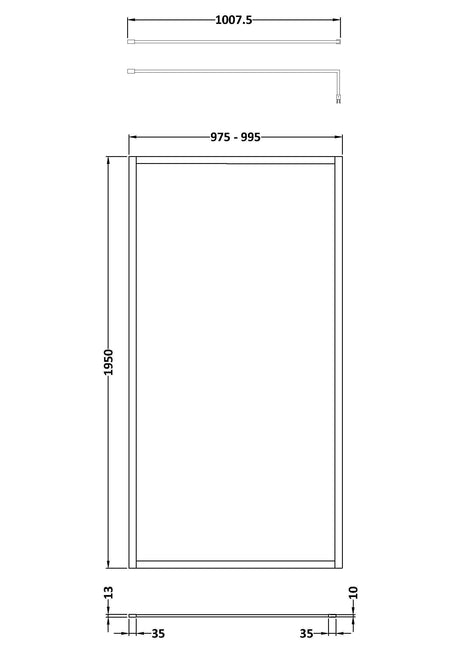 Nuie Framed Wetroom Screen – 1950mm High – 700mm, 760mm, 800mm, 900mm, 1000mm, 1100mm, 1200mm & 1400mm, photo 7