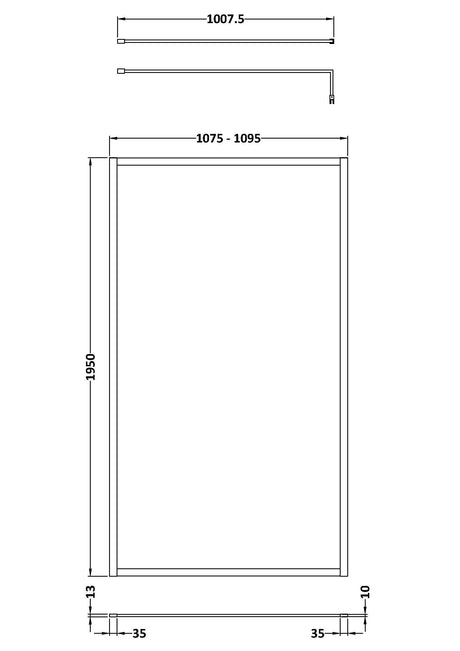 Nuie Framed Wetroom Screen – 1950mm High – 700mm, 760mm, 800mm, 900mm, 1000mm, 1100mm, 1200mm & 1400mm, photo 8