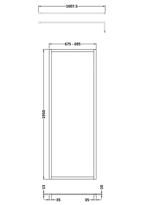 Nuie Framed Wetroom Screen – 1950mm High – 700mm, 760mm, 800mm, 900mm, 1000mm, 1100mm, 1200mm & 1400mm, photo 3