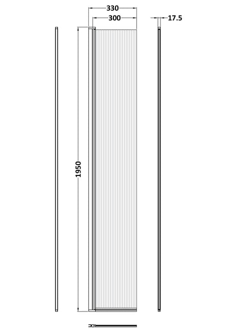 Nuie 320mm Semi-Frameless Fluted Hinged Wetroom Return Screen – Chrome, photo 2