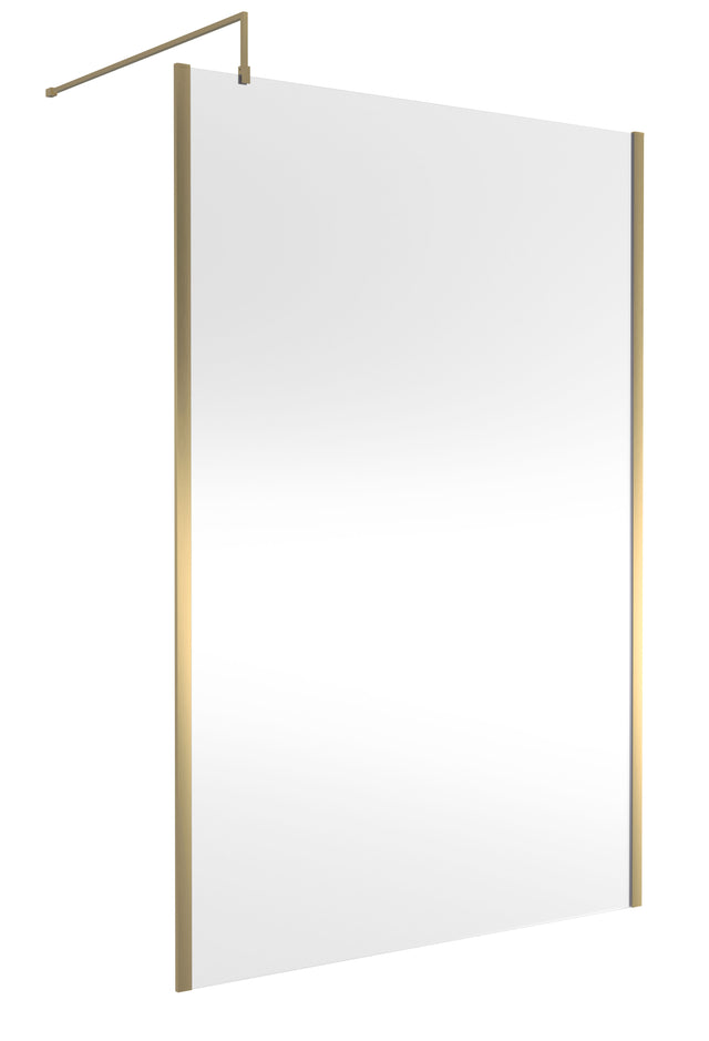 Nuie 1400mm Semi-Frameless Wetroom Screen – 1950mm High – Brushed Brass