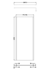 Nuie Semi-Frameless Wetroom Screen – 1950mm High – 700mm, 760mm, 800mm, 900mm, 1000mm, 1100mm & 1200mm, photo 5