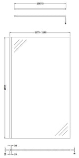 Nuie Semi-Frameless Wetroom Screen With Support Bar – 1950mm High – 700mm, 800mm, 900mm, 1200mm & 1400mm, photo 5