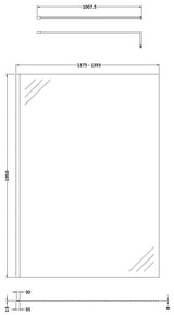 Nuie Semi-Frameless Wetroom Screen With Support Bar – 1950mm High – 700mm, 800mm, 900mm, 1200mm & 1400mm, photo 6