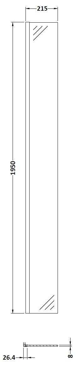 Nuie 200mm Semi-Frameless Minimal Fixed Wetroom Return Screen – Chrome, photo 2