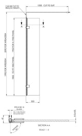 Nuie 320mm Semi-Frameless Wetroom Screen – 1950mm High – Matt Black, photo 2