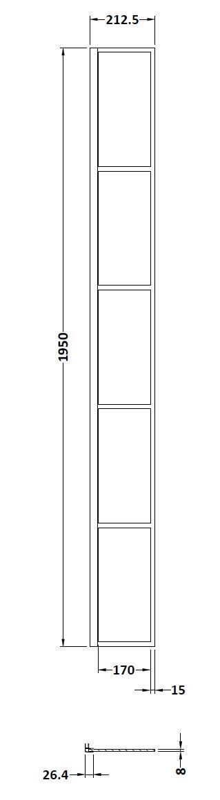 Nuie 200mm Semi-Frameless Wetroom Screen – 1950mm High – Matt Black, photo 2