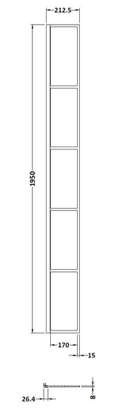Nuie 200mm Semi-Frameless Wetroom Screen – 1950mm High – Matt Black, photo 2