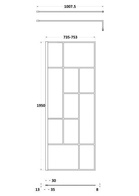 Nuie Semi-Frameless Wetroom Screen – 1950mm High – 700mm, 760mm, 800mm, 900mm, 1000mm, 1100mm, 1200mm & 1400mm, photo 3