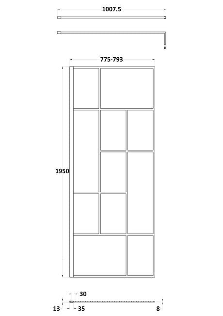 Nuie Semi-Frameless Wetroom Screen – 1950mm High – 700mm, 760mm, 800mm, 900mm, 1000mm, 1100mm, 1200mm & 1400mm, photo 4