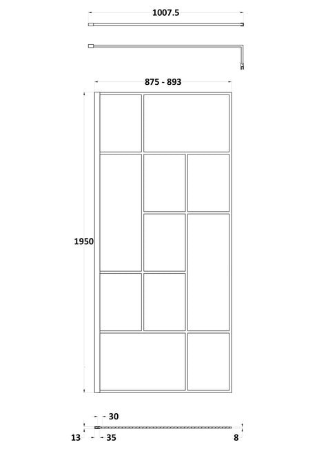 Nuie Semi-Frameless Wetroom Screen – 1950mm High – 700mm, 760mm, 800mm, 900mm, 1000mm, 1100mm, 1200mm & 1400mm, photo 5