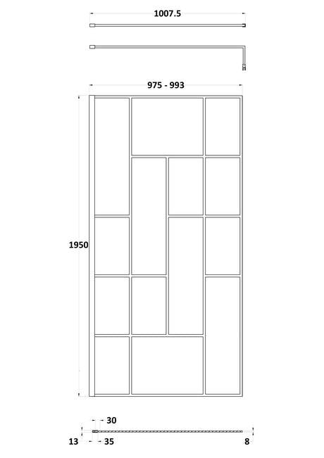 Nuie Semi-Frameless Wetroom Screen – 1950mm High – 700mm, 760mm, 800mm, 900mm, 1000mm, 1100mm, 1200mm & 1400mm, photo 6