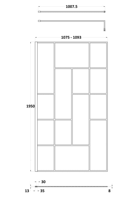Nuie Semi-Frameless Wetroom Screen – 1950mm High – 700mm, 760mm, 800mm, 900mm, 1000mm, 1100mm, 1200mm & 1400mm, photo 7