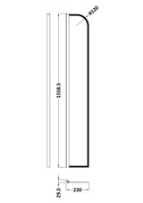 Nuie 30mm Semi-Frameless Wetroom Screen – 1559mm High – Matt Black, photo 2