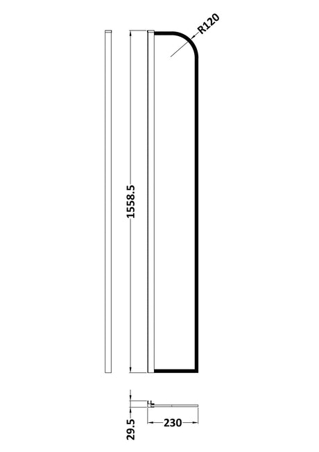 Nuie 30mm Semi-Frameless Wetroom Screen – 1559mm High – Matt Black, photo 2