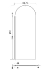 Nuie Semi-Frameless Wetroom Screen – 1950mm High – 800mm & 900mm, photo 2