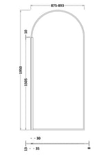 Nuie Semi-Frameless Wetroom Screen – 1950mm High – 800mm & 900mm, photo 3