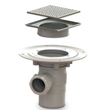 AKW Tuff Form 2 Part Gravity Stainless Steel Waste Adaptor with GW19 Waste - Tiled Floors (21319)