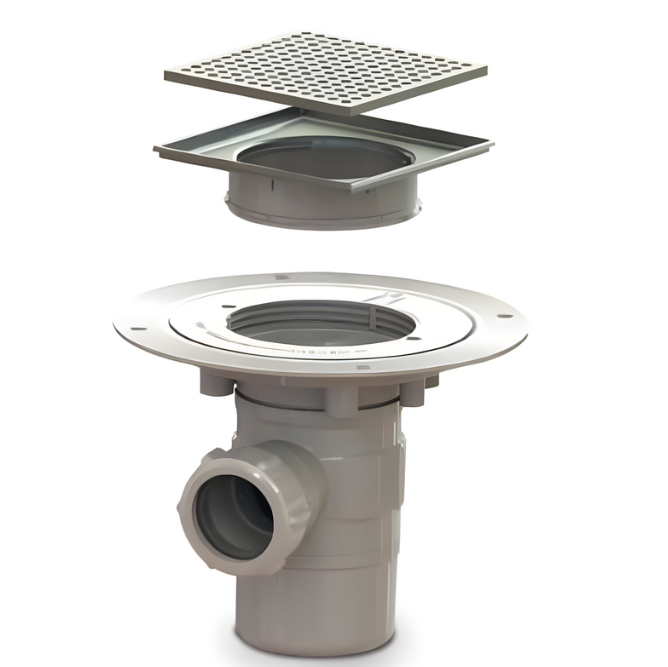 AKW Tuff Form 2 Part Gravity Stainless Steel Waste Adaptor with GW50 Waste - Tiled Floors (21318)