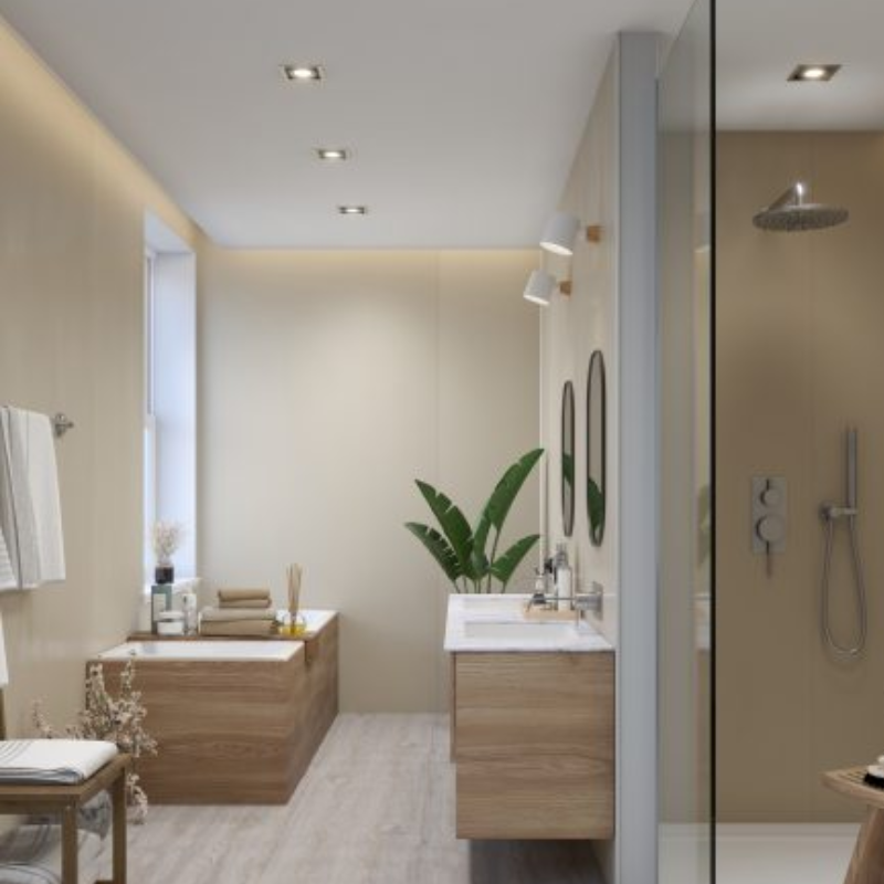 Selkie Oatmeal Tongue & Groove Matte MDF Wall Panel (2420 x 1200 x 11 mm)