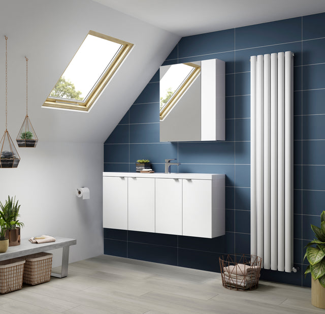 Nuie Fusion 600mm 2 Door Wall Hung Mirror Cabinet – Gloss White