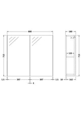 Nuie Fusion 2 Door Wall Hung Mirror Cabinet – 600mm & 800mm, photo 7