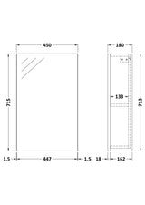 Nuie Fusion 450mm 1 Door Wall Hung Fitted Mirror Cabinet, photo 3