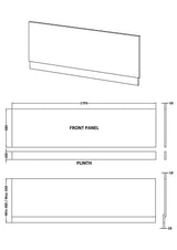Nuie Fusion 1800mm MFC Front Bath Panel – Gloss Grey, photo 2