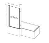 Kartell K-VIT Ottone 1400x820mm  L Shaped Bath Shower Screen -Brushed Brass (BRASS-LS)