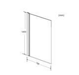 Kartell K-VIT Ottone 1400x780mm Square Bath Shower Screen - Brushed Brass ( BRASS-SSS)